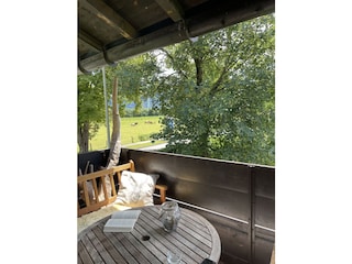 Balkon mit Blick auf das Wettersteingebirge