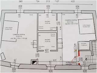 Open space double room, double room , 2 bathrooms
