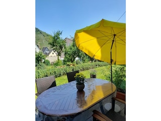 Aussicht von der Terrasse mit den Weinbergen