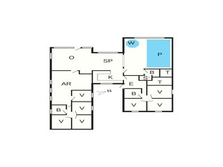 Vakantiehuis Blåvand Grondplan 44