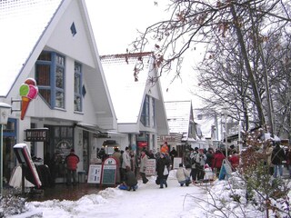 The shopping and dining promenade is also lovely in the winter