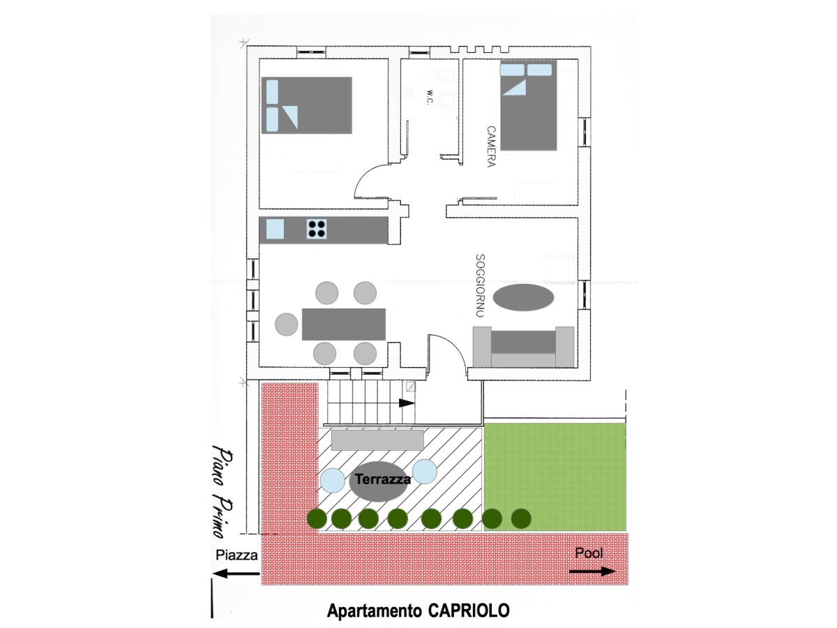 Grundriss Apartment Capriolo (4 Personen)