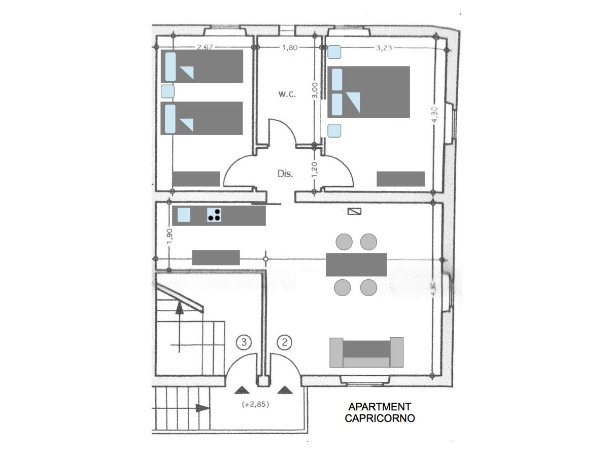 Grundriss Apartment Capricorno (4 Personen)