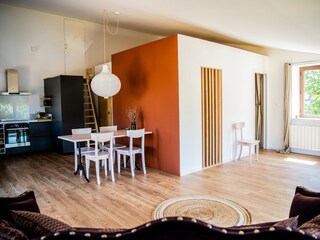 Vieuw from living space to the kitchen