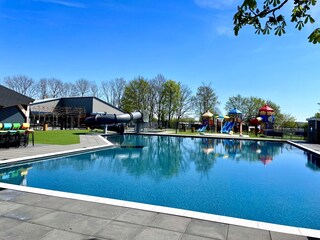 neu angelegtes Freibad mit Liegewiese und  Poolbar