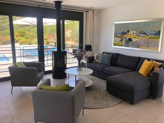 Villa Finikounda - Gemütliche Wohnzimmer mit Panorama