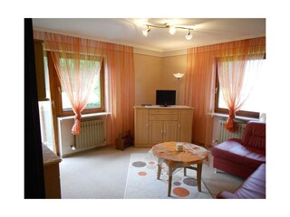 Wohnzimmer mit Ausziehcouch Waldfrieden