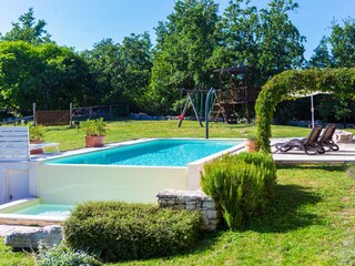 Outdoor space and swimming pool