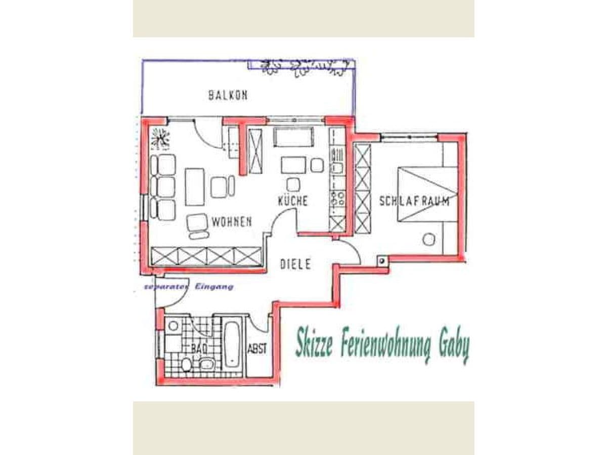 Grundriss Ferienwohnung Haus Gaby, Oberfell