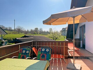Sunny balcony with views of the golf course