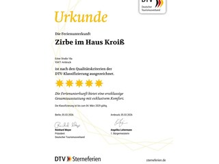 Wir sind stolz auf unsere 5 Sterne vom DTV geprüft