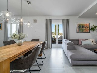 A stylish open plan kitchen and living area