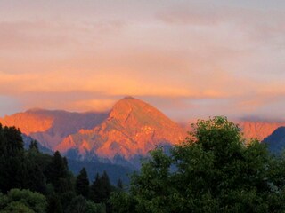 Alpenglühen, Foto von der FeWo aus gemacht