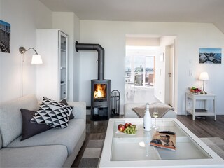 holzbefeuerter Kamin in der Ferienwohnung Ostseeflair by Seeblick Ferien