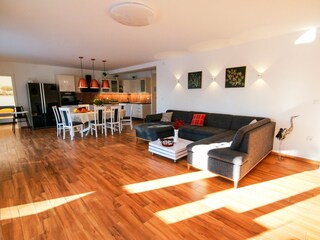 Living room and dining room