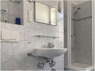 Badezimmer mit WC und Dusche (inkl. Handtücher)
