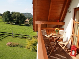 Balkon mit Blick zur Festung Königstein