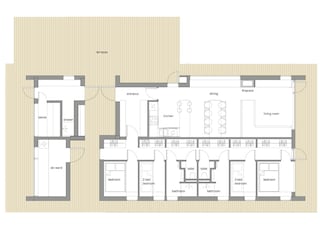 Grundriss Haupt- und Nebengebäude T2027 mit Terrassen