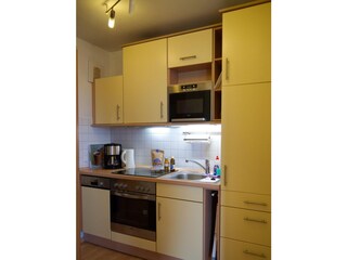 Küche in der Ferienwohnung direkt am Südstrand