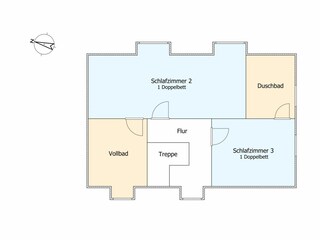 Obergeschoss. Dachschrägen sind kein Bestandteil der Grundrisszeichnung.