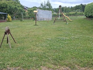 Gartenansicht mit Schaukeln