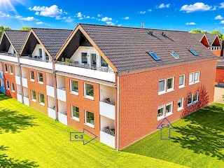 Deichgraf C-Gebäude mit Lage der 3-Sterne FeWo C-3