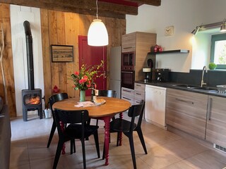 open kitchen and dining table