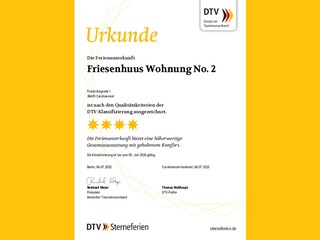 Die FeWo No. 2 ist vom DTV mit 4 Sternen ausgezeichnet.