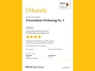 Die FeWo No. 3 ist vom DTV mit 4 Sternen ausgezeichnet.