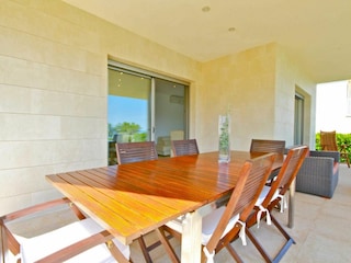 Terrace with large dining table