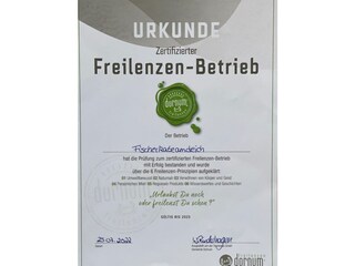 Urkunde Freilenzen-Betrieb