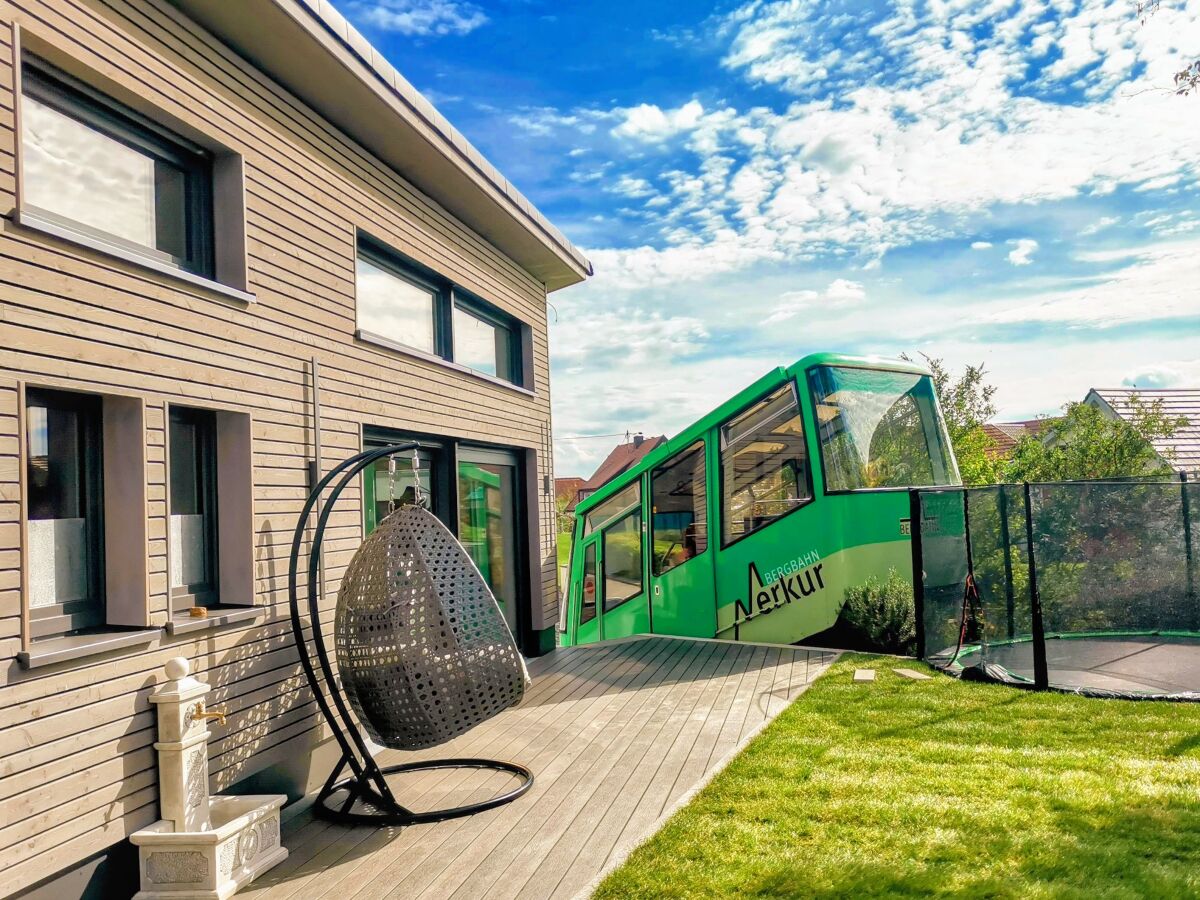 Guest house with mountain railroad, garden, trampoline