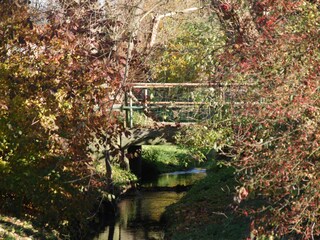 Bachlauf mit Brücke hinter unserem Haus