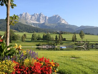 Badesee Going mit Blick auf den Wilden Kaiser