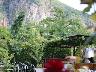 Garten mit Sitzlaube und Grill