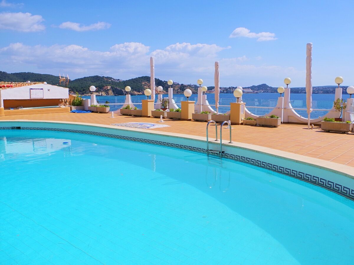 Der Gemeinschaftspool direkt am Meer mit Restaurant