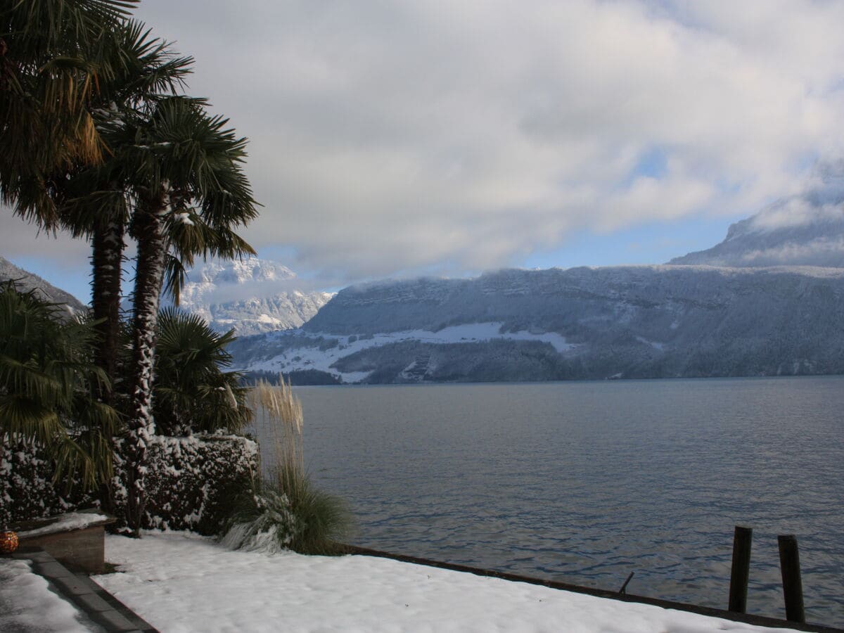 Aussicht vom Sitzplatz Winterimpression