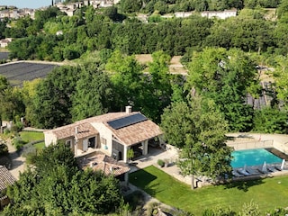 Back side view with Menerbes behind the lavenderfields