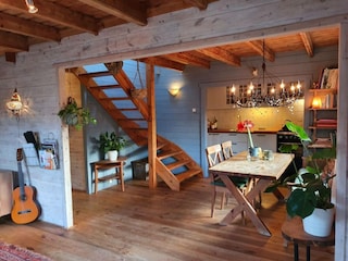 View from living to dining/kitchen