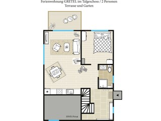 FeWo Gretel / 2 Pers. / Grundriss