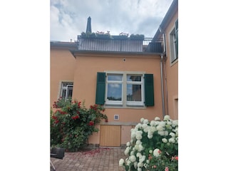 Außenansicht Ferienwohnung Wasserturm OG Balkon