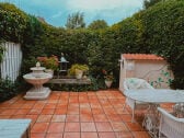 Large terrace sheltered from the wind with sun