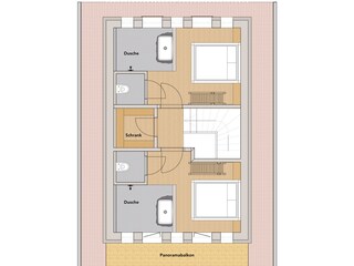 Grundriss OG Schlafbereich mit Bädern