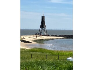 Das Wahrzeichen von Cuxhaven, die "Kugelbake"