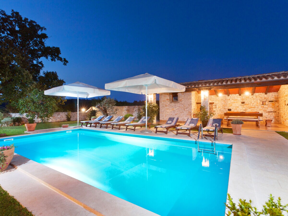 Pool lighting creates a romantic environment