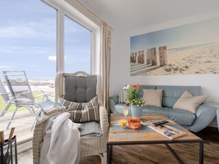 gemütliches Ledersofa mit direktem Blick auf das Wasser, Ferienhaus Lieblingsplatz, Ostseeresort ...