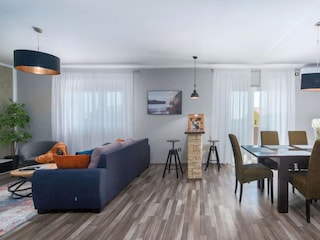 Dining table and living room