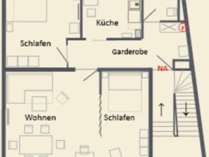 Appartement/Location de vacances, douche et bain, WC, 2 chambres à coucher