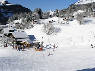 Übungs-Ski-Lift vom Chalet aus gesehen