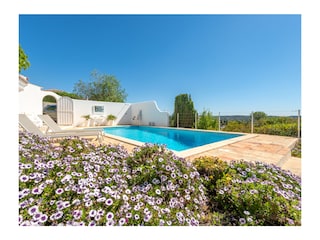 Poolansicht von der Gartenlaube aus